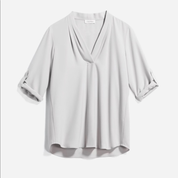 Calvin Klein V Nevk Roll Sleeve Blouse Stitch Fix - Picture 1 of 1